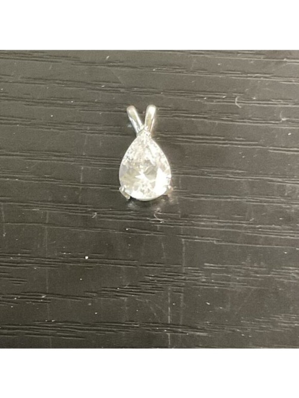 Pear Cut Diamond CZ Solitaire Pendant Silver White Gold Minimalist Aesthetic